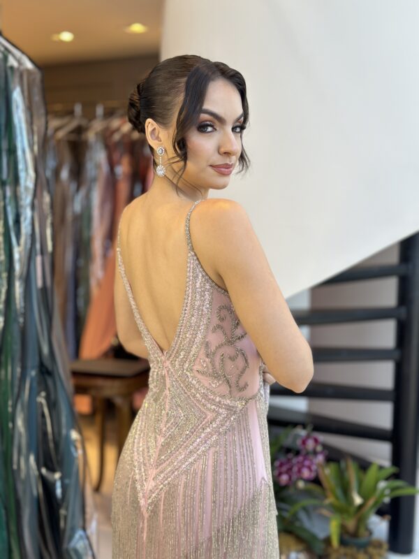 Vestido pedraria rosa