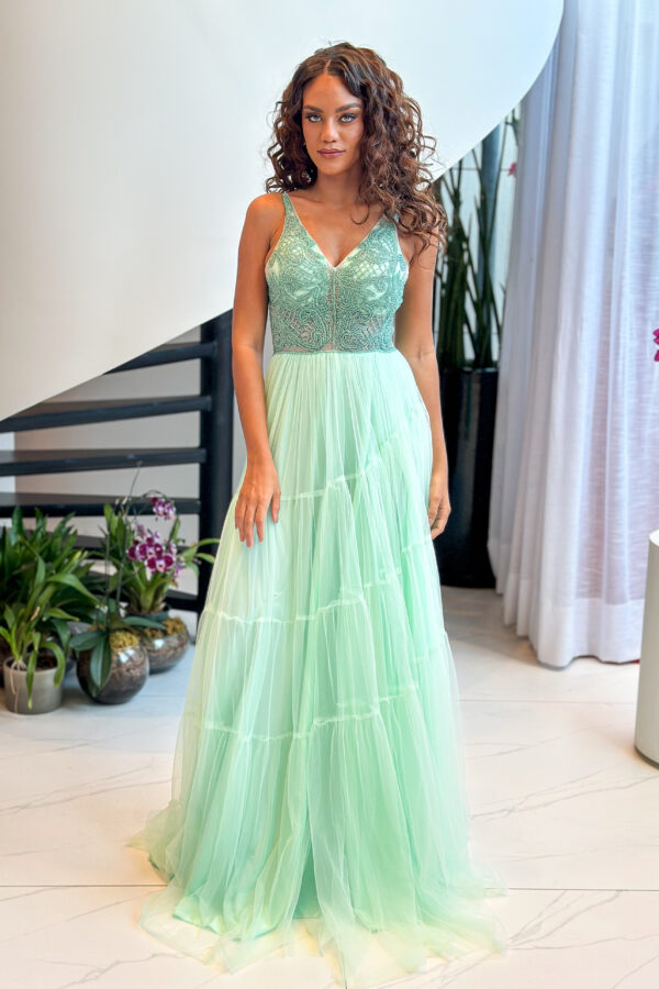 Vestido de tule verde