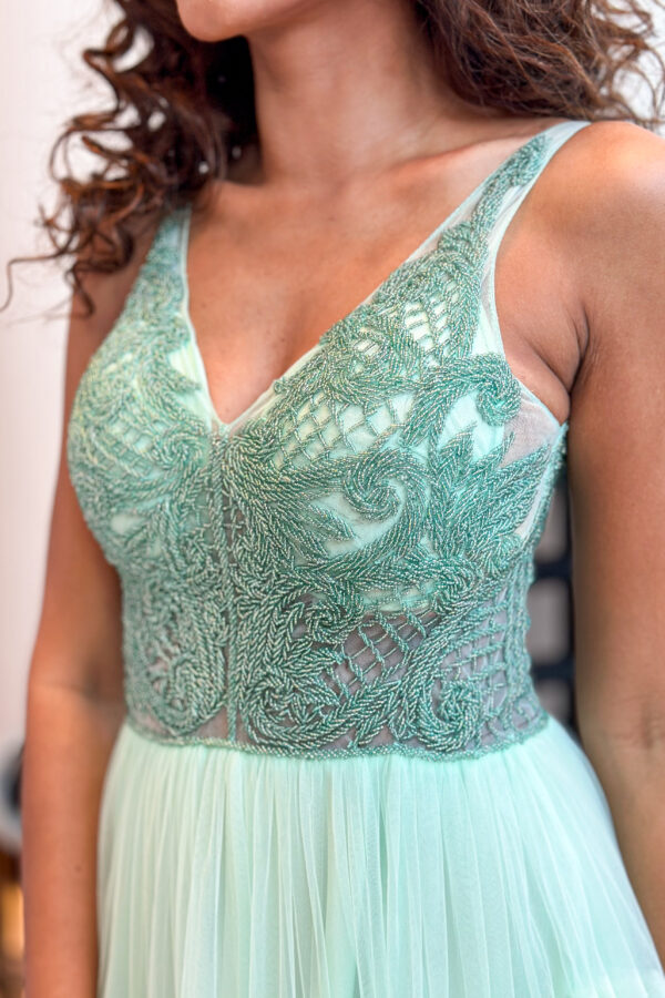 Vestido de tule verde
