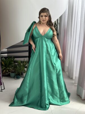 Vestido V verde esmeralda - Sonia