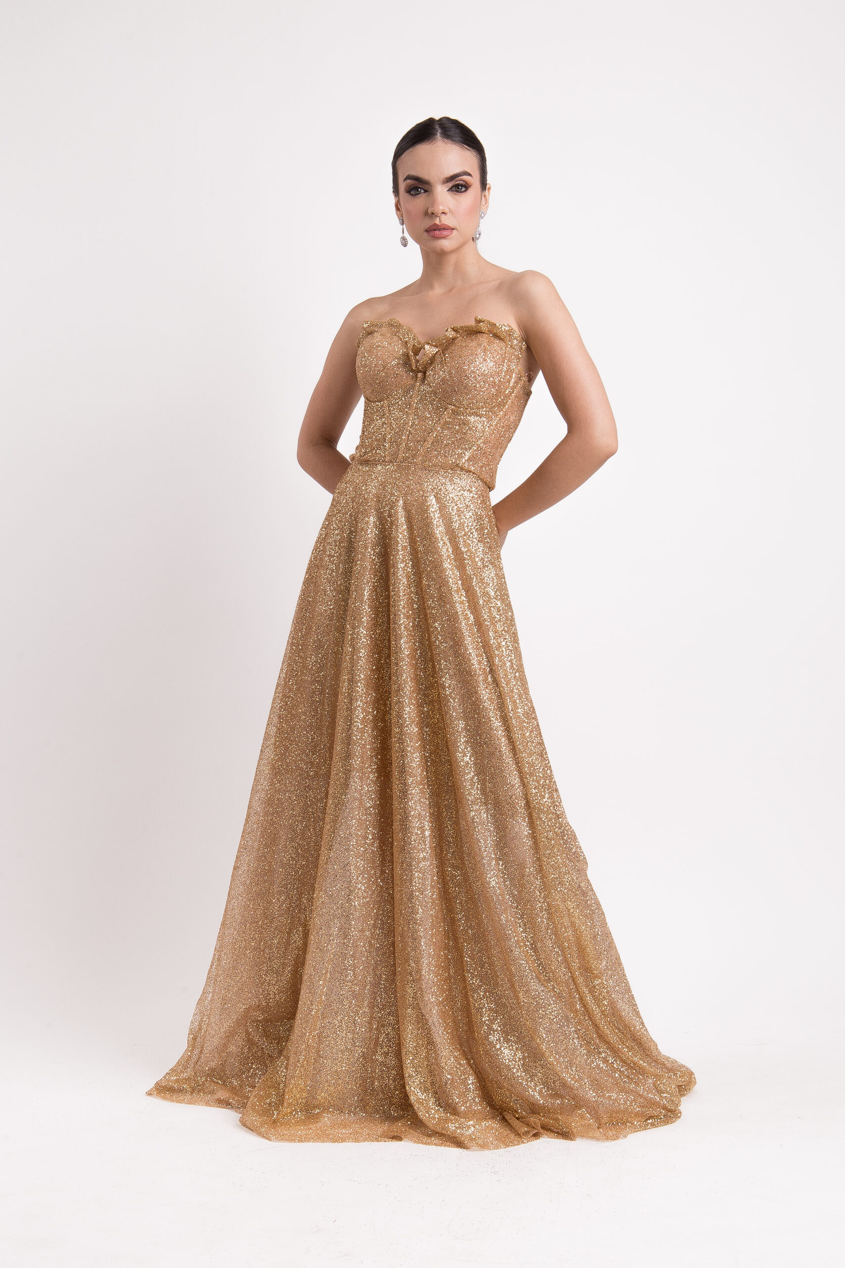 Vestido de festa dourado