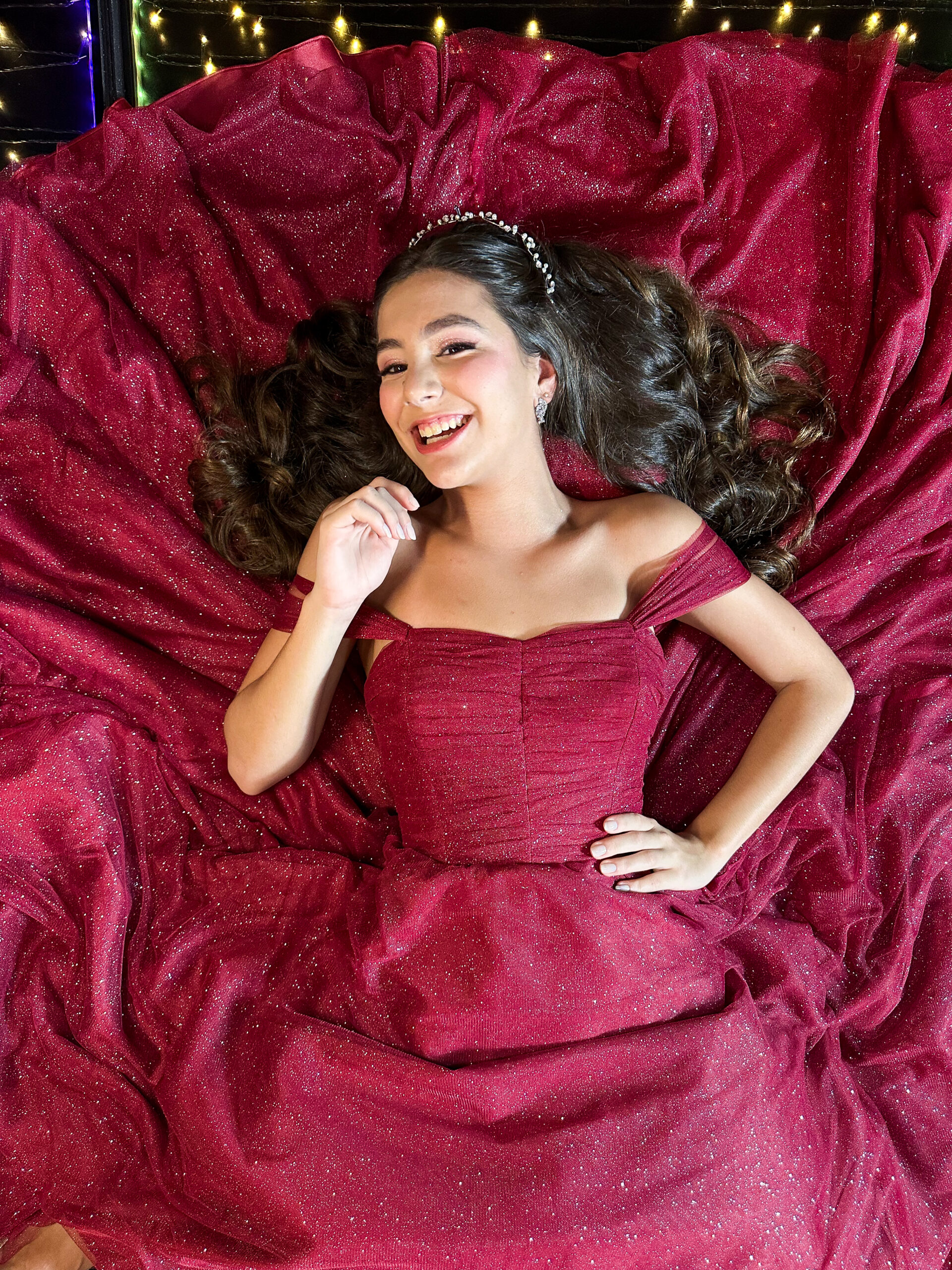 Vestido de valsa marsala