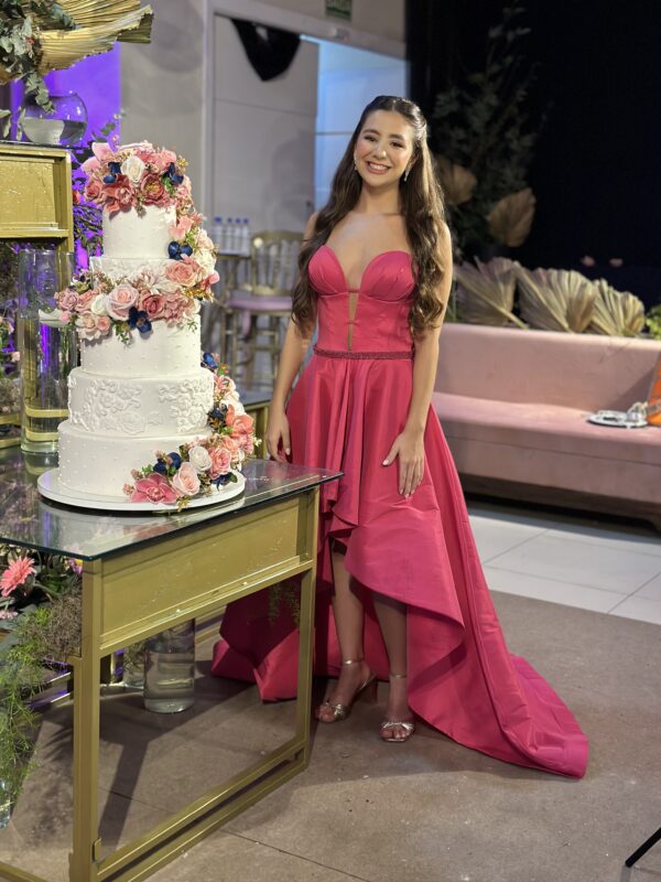 Vestido de recepção 15 anos rosa
