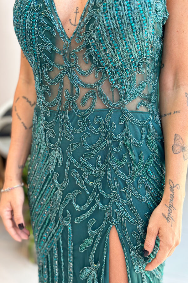 Vestido de pedraria verde
