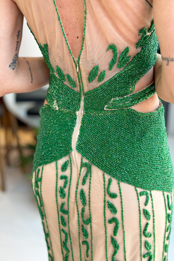 Vestido de pedraria verde formatura