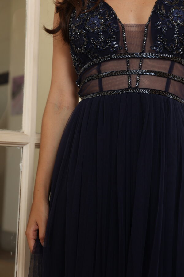 Vestido de festa azul marinho