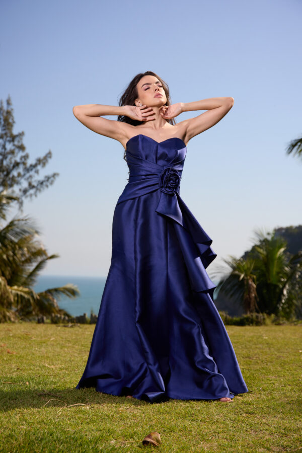 Vestido madrinha azul marinho
