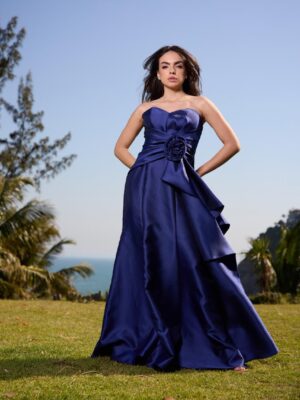 Vestido madrinha azul marinho