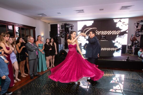 Vestido de valsa rosa