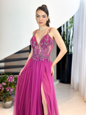 Vestido Fúcsia bordado